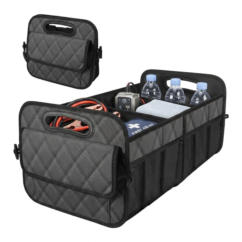 Foldable Car Trunk Organizer - Waterproof Collapsible Storage Box